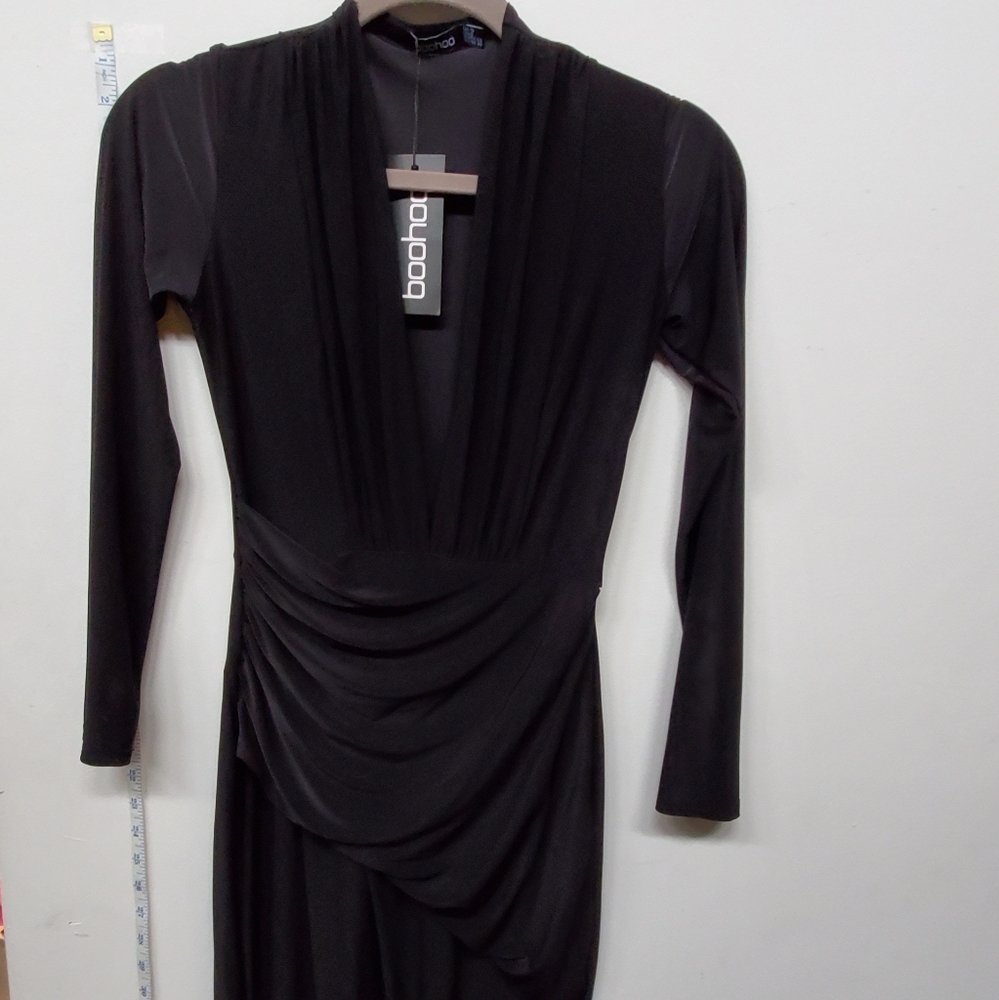 Long sleeve black dress with slit